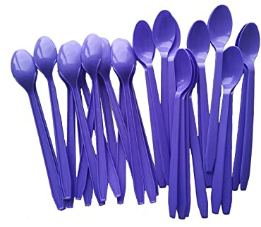 Gmark 50pc 7.5 Extra Long Plastic Purple Spoons, Ice Cream Spoons Dessert Spoons GM1119