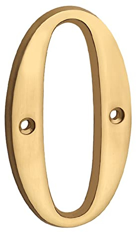 HASWARE House Number Sign 4 inch (10 cm) Polished Brass Finish Stylish Curvy Modern Door Numbers Signage Plaque Street Home Address Numerals(0, Brass)