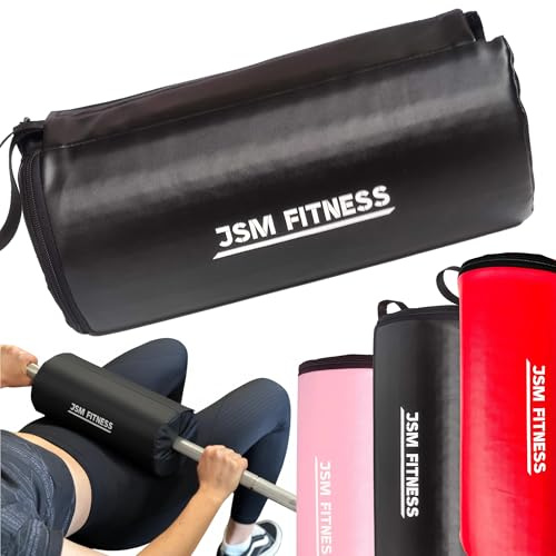 JSM FITNESS Hip Thrust Langhantel Polster – Extra Dickes Barbell Pad für Hüftstöße & Glute Bridge – Gym Polster mit Starkem Klettverschluss – EPE Schaum & Öko Leder Hüftpolster für Damen und Herren