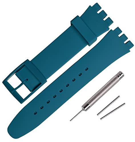 Rihahisy Silicone Rubber Watch Strap/Watch Band Replacement for Swatch (17mm, Turquoise)