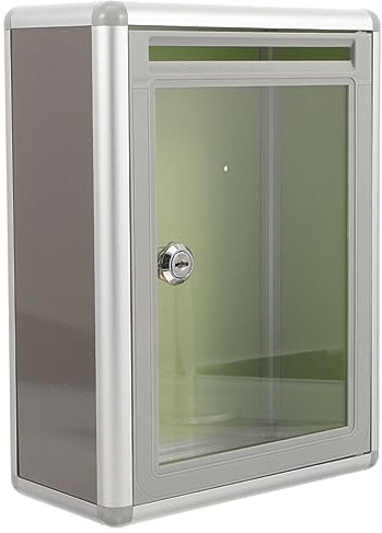PRETYZOOM Industrial Medium Aluminum Alloy Mailbox with Lock, Wall Mountable, Transparent Case, Send Take Ball, 21.5 x 11.5 x 28.5 cm