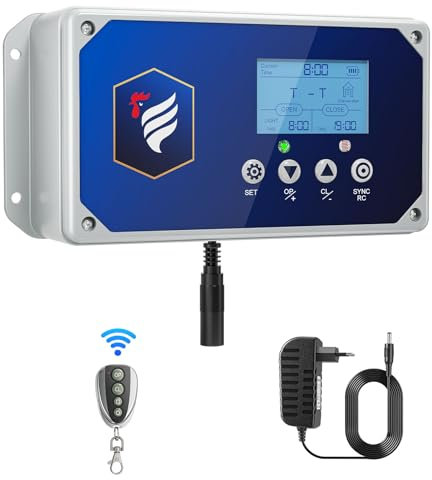Automatische Hühnerstalltür, wasserdicht automatisch mit Lichtsensor, batteriebetrieben, Induktion, automatische Hühnerstalltür, Fernbedienung bis zu 40 Meter