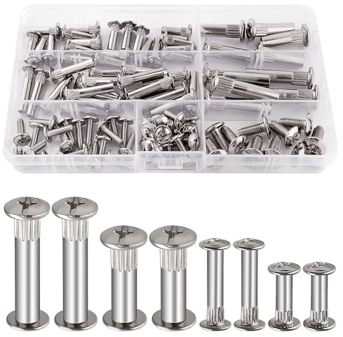 VooGenzek 50 Piezas Φ5/Φ8 Manguito Tornillos de Conexión con Tornillos M4/M6, Tornillos de Conexión para Muebles, Tornillos de Conexión para Conectar Armarios, para Muebles Armarios