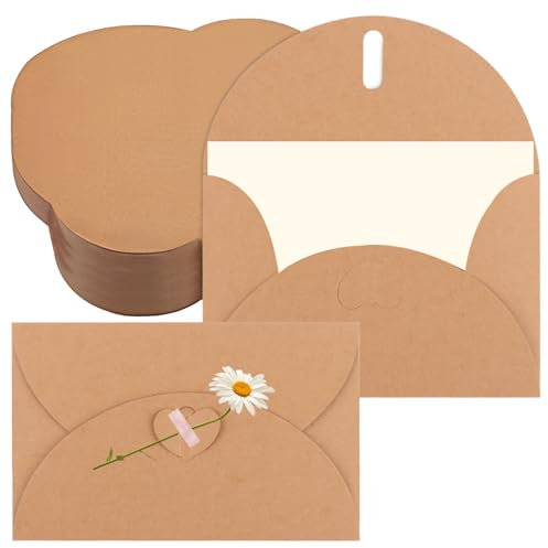 MUXHEL 100er-Set 17 x 11cm Briefumschläge, Kraftpapier Umschläge, Großbrief Briefumschläge B6, Briefumschlag mit Herz Verschluss, Vintage Umschlag für Geschenkkarten DIY Dankeskarten