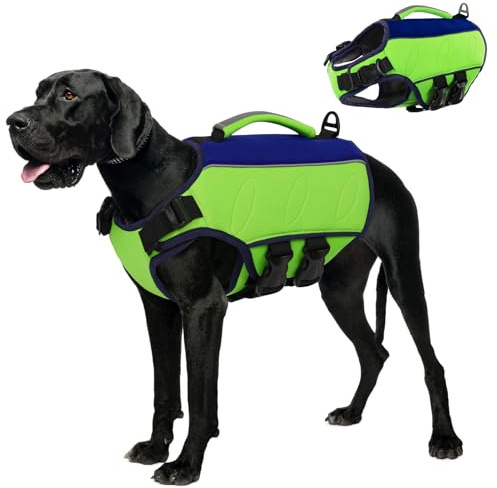 AOFITEE Ripstop Gilet de Sauvetage réfléchissant pour Chiens de Petite, Moyenne et Grande Taille - pour la Natation, la Navigation de Plaisance, Gilet de Sauvetage réglable avec poignée de Sauvetage