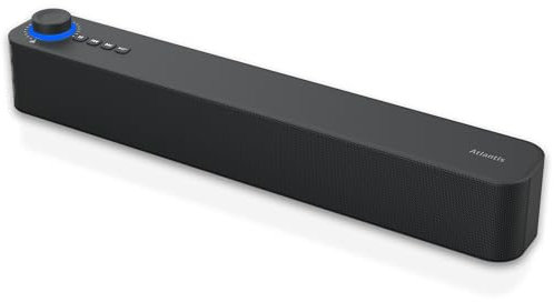 ATLANTIS Soundbar PC 20W, Casse PC, Jack 3.5mm + Bluetooth 5.3 per Smartphone, FireTV, Giradischi,batt. 2400mhA, Radio FM, Altoparlante PC, Portatile, TV, Smartphone Dim 420x60x74 mm Nero P003-C0820-B