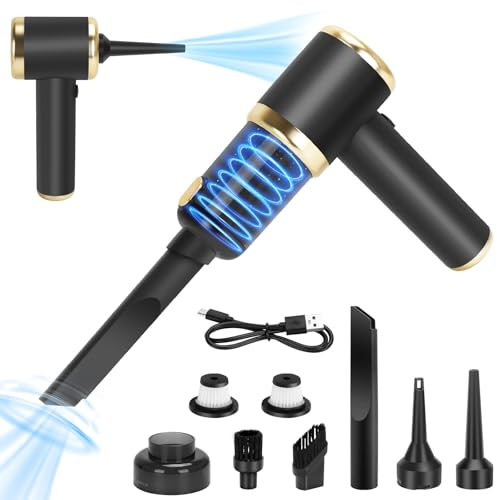 Akku Handstaubsauger Kabellos, 9000Pa Mini Staubsauger Auto, Staubsauger & Gebläse & Inflator & Vakuumpumpe 4 in 1 Akkusauger, Autostaubsauger für Tierhaare,Auto,Küche,Büro mit 2 HEPA-Filterung