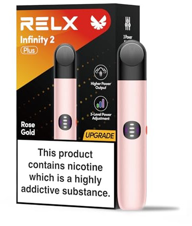 RELX Infinity 2 Plus Vape Device, 3 Power Modes Refillable Vape Kit, Vapes Rechargeable, Fast Charge, 440mAh, LED Indicator, Pods Not Included-Rose Gold