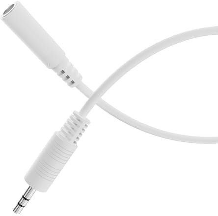HDSupply Cable de extensión auxiliar, extensión de cable jack de 10,00 m, audio jack estéreo de 3 patillas y 3,5 mm, cable de audio para auriculares, barra de sonido, TV, coche, radio, blanco