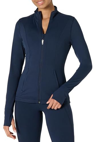 Amazon Essentials Chaqueta Deportiva FormFlex, Suave, de Corte Ajustado y con Cremallera Completa Mujer, Azul Marino, XXL