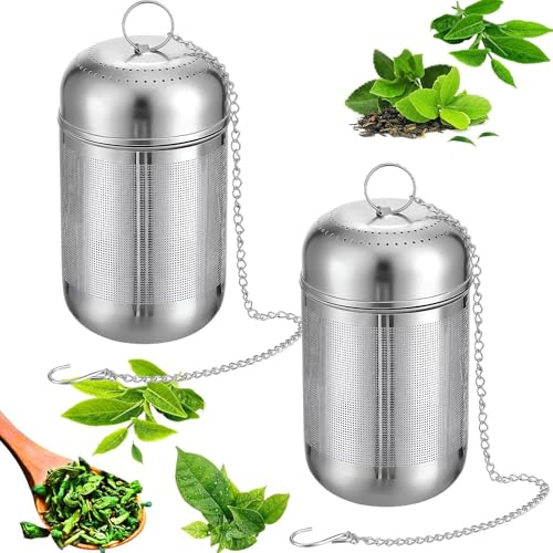 Infusor de Te Inoxidable 304 Paquete de 2 Filtro Te de Calidad Alimentaria Con Cadena Separador de Agua t Té Suelto Adecuado para la Mayoría de Tazas y Teteras