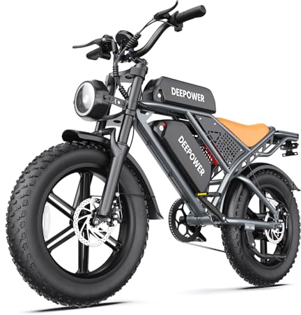DEEPOWER QS7 Bicicleta Eléctrica De Neumáticos Anchos 20'' X 4.0 con Batería Extraíble De 48V 60Ah/35Ah/20Ah, Autonomía De 150 A 280 KM, 7 Velocidades, Suspensión Completa, MTB Eléctrica para Adultos