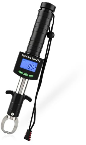 3-i-1 digital fiskgreppskala, 25 kg/55 lb fiskgreppsgrabber med 1 m band mäter bärbar fiskehantering för fiske