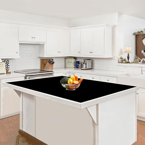 Large Silicone Mat, 48x32(120cmx80cm) Silicone Mats for Kitchen Counter, Non-Slip Heat Resistant Mat, Kitchen Counter Mat, Waterproof Countertop Protector for Craft, Black