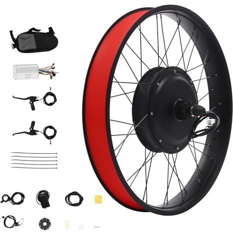 Fat-Bike Fat-Bike Kit de conversion pour vélo électrique 20 avec moteur sans balais et frein à disque avec écran LCD et bouton rotatif au pouce 48 V 1000 W