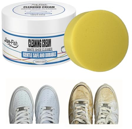 KxrTpx White Shoe Cleaning Cream, Shoe Cleaner for White Trainers, Quick Stain Remover for Sneakers and Leather, Portable Cleaning Solution for Travel and Gym