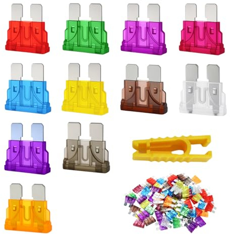 70 PCS juego de fusibles para automóvil, mini fusibles de cuchilla surtidos 2A-40A con extractor, kit de fusibles para coche, caravana, camión y motocicleta