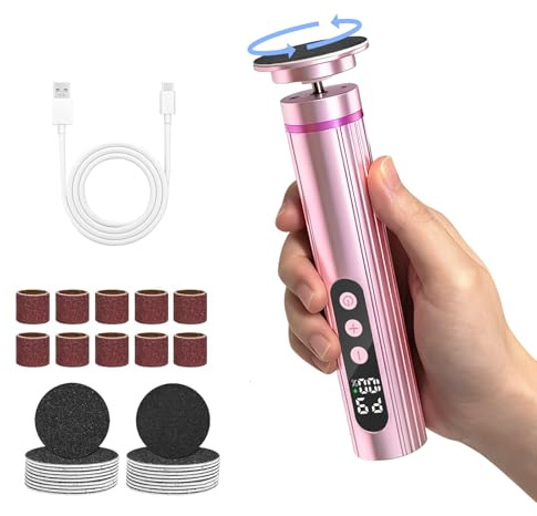 2-in-1 Pedicure Elettrico Professionale Piedi, Lima per Piedi e Talloni Elettrica con 9 Velocità Regolabile e Display LCD, Batteria 2000mAh Rimuove Calli e Pelle Morta Multifunzionale (Rosa)
