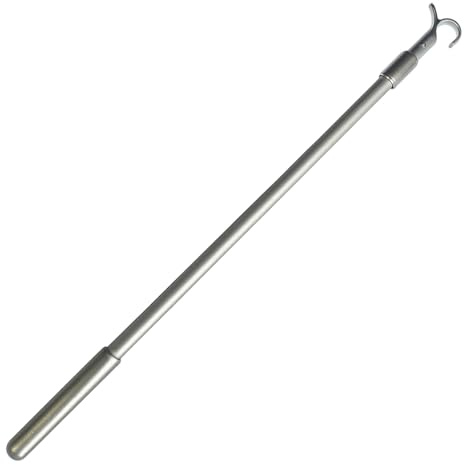 Telescopic Aluminum Window Pole Opener ,Window Opener 24 Inch Loft Ladder Pole with Hook Easy to Use for Replacement Home and Office Broken Pole Hook Window Shutter Vertical Blinds Control