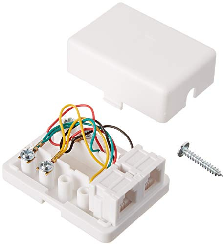 Steren 300-146WH 4C 2-Tel Surface Jack, White