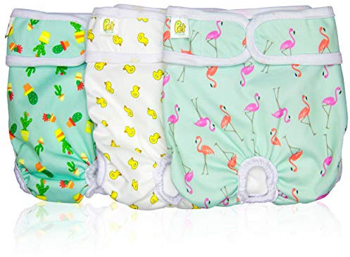 Pet Magasin Waschbare Hundewindeln (3-er Packung) - robuste & Wiederverwendbare Wickelwindeln (Trending, S)