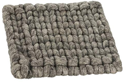 Maharanis Fairtrade Filz Strick Untersetzer Topf Untersetzer grau Natur 20x 22 cm handgefertigt aus Reiner Wolle, hitzebeständig