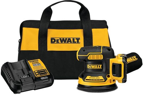 DEWALT 20V MAX* Random Orbit Sander, 5-Inch, Cordless Kit (DCW210D1), Yellow