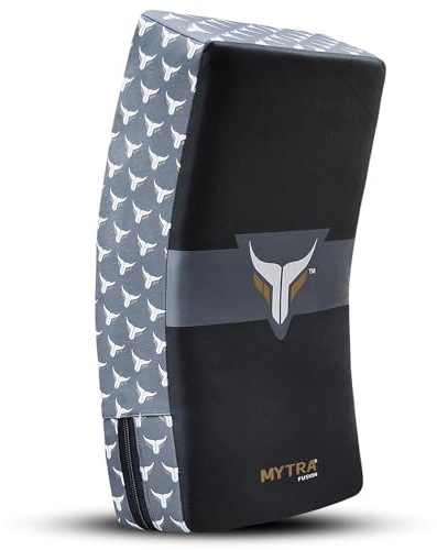 Mytra Fusion Kick Shield Curved MMA Strike Shield Muay Thai Training Strike Pad Kicking Striking Shield Focus for Kickboxing Taekwondo & Martial Arts (Black/Grey)