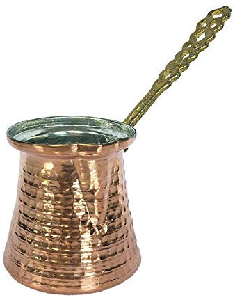 Turkish Coffee Pot, Premium Quality Handmade Small Copper Turkish Coffee Maker, Cezve, Arabic, Greek Coffee Pot, Hammered Copper Cezve, Butter Pot, Milk Pot (250 ml - 3/4 Cups)