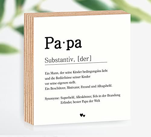Holzbild Definition Papa 15x15x2cm zum Hinstellen/Aufhängen, echter Fotodirektdruck mit Spruch auf beschichtetes Birkenholz Art.Nr. 3007