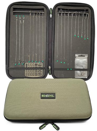 BD EYE UK Rig Wallet – Eva Tasche mit Schaumstoff, 25 Edelstahl-Pins & Hakenleiste – wasserdichte Rig-Aufbewahrung für Vorfächer, Karpfen- & Meeresangeln