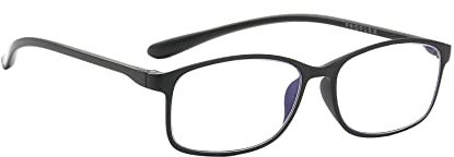 PROFLEX BluOptix blue light blocking lightweight flexible scratch resistant unisex (mens + womens) computer screen technology gaming glasses (black, 0.0)