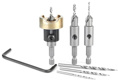 Amana Tool Carbide Tipped Countersink Drill Bit with, Ball Bearing Set and Replacements, AMS-628, 6-Pc