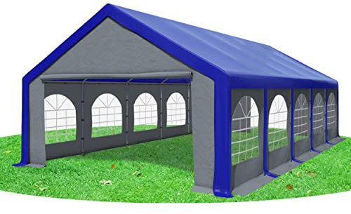 Stabilezelte Partyzelt 5x10m Modular Professional PVC 500 g/m² mit Fenster BLAU GRAU