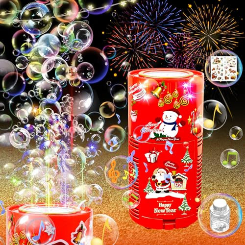 Feuerwerk Seifenblasenmaschine mit Lichtern und Musik, Automatischer Feuerwerk Seifenblasen Hersteller für Kinder, Zeremonie, Weihnachten, Party