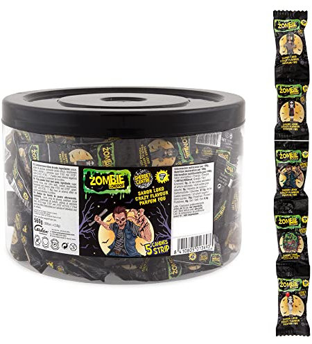 Caramelos Cerdán - Caramelos Zombie Pintalenguas Rellenos de Soda | Tarro 200 Uds (40 Tiras x 5) | Sabor Fresa, Cola, Frutas del Bosque | Sin Gluten ni Alérgenos | Ideal para Fiestas y Cumpleaños