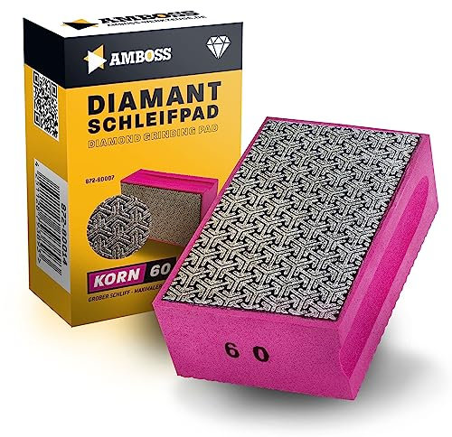 Amboss Werkzeuge Schleifklotz Korn: 60 - Diamant Schleifpad - Schleifschwamm/geeignet für Fliesen + Feinsteinzeug + Glas + Granit + Marmor