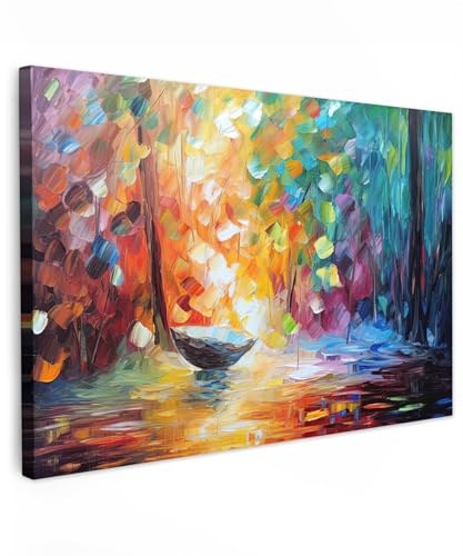 MuchoWow© Quadri Con Cornice 120x80 cm Decorazione Quadri Per Camera Da Letto Quadretti Da Parete Moderni Quadro Moderno Soggiorno Grande Foto Su TelaColorato - Pittura a olio - Acqua - Barca