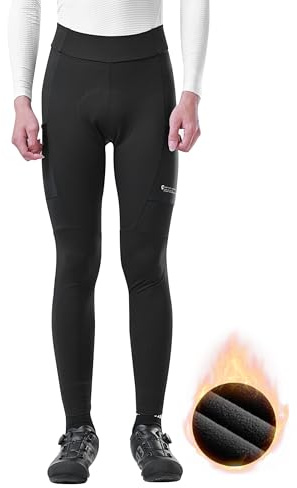 INBIKE Pantaloni Ciclismo Uomo Invernale con Tasche Pantaloni Bici con Fondello di Pile Pantaloni Lunghi MTB Abbigliamento Ciclismo Termico in Gel 3D Antishock Riflettente, XL