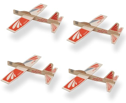 Barsha Space 4-Pack Balsa Wood Airplane Glider Kits for Kids - Model Toy Airplane Set | Perfect for Outdoor Flying in Yards, Parks & Open Spaces