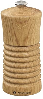 Zassenhaus Heilbronn, macina sale da 13 cm, rovere, con meccanismo in ceramica ad alte prestazioni regolabile in modo continuo, macinaspezie riempito, Ø 5,8 x 13 cm