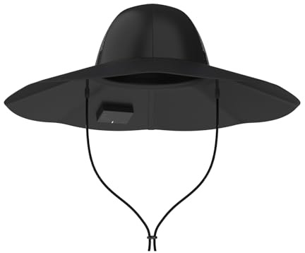 EF ECOFLOW Sombrero de Sol, Ideal para Actividades al Aire Libre. | Sombrero solar wearable 360°, impermeable, ultraligero y plegable, con USB-A/USB-C para cargar móviles (L-XL)