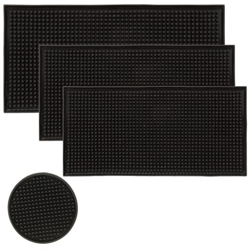 GBACHOOSE 4 tappetini da bar in PVC, 61 x 30,5 cm, 45,7 x 30,5 cm, 30,5 x 15,2 cm, 10 x 10 cm, tappetini in gomma per bar, schizzi, caffè, ristoranti (4 misure)