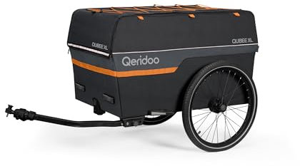 Qeridoo, lastvagn Qubee XL, lätt att vika, förvaringsfack för kapellet, trailer, cykelsläpvagn, lastremmar för lastsäkring, säker vägposition, vimpel