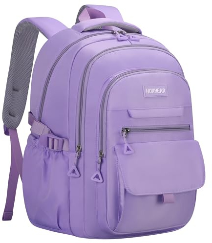 HORHEAR Sac à dos d'école pour filles, sac à dos esthétique pour femme, joli sac à dos à livres Preppy College, baie, One Size, Style simple