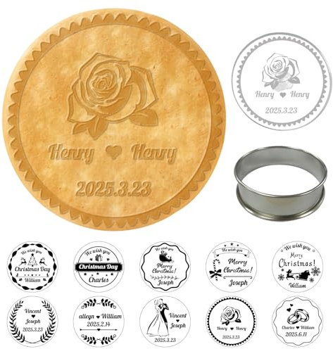 Tampons à biscuits de mariage personnalisés avec votre nom et celui de votre proche, Tampons à biscuits personnalisés avec anniversaire de mariage, Cadeau de moule à biscuits pâtisserie fait à la main