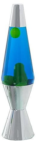 LÁMPARA LAVA METAL BRILLO LÍQUIDO VERDE/AZUL +BOMBILLA REPUE_°9X37CM CABLE NEGRO:150CM