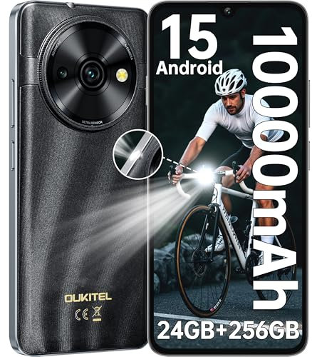 OUKITEL C59 Pro Android 15 Telefonos Moviles Libres - 10000mAh Batería 24GB+256GB/1TB, 120 Lúmenes Smartphone, 6.88 Pantalla HD+ 90Hz 171.2*77.8*13.4mm, peso 293g, 4G Dual SIM/GPS/Fingerprint/Face ID