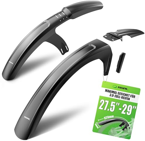 RBRL Fahrrad Schutzblech Set vorne & hinten – MTB Schutzblech kompatibel mit 27,5/29 Zoll Reifen bis 3,0″ – robuster Spritzschutz gegen Matsch Mudguard, Schlamm & Wasser, einfache Befestigung