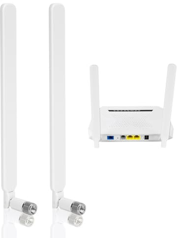2 Stück 4G LTE Antenne SMA Male 9dBi, WLAN Antenne Dualband 2,4GHz 5GHz für LTE Router, Modem, Mobile Gateway, Kamera, Home Phone, Signalverstärker (Weiß)